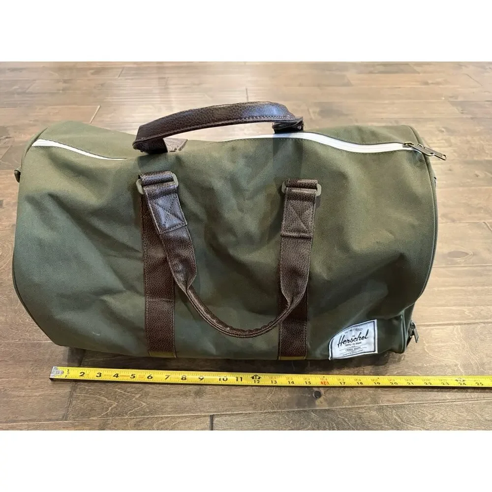 Herschel Supply Co. Ravine Duffel Bag Green Faux Leather Handle
